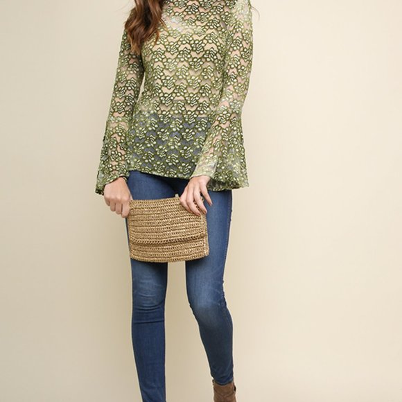 NWT UMGEE FLORAL EMBROIDERED TOP W/BELL SLEEVES - Picture 4 of 10